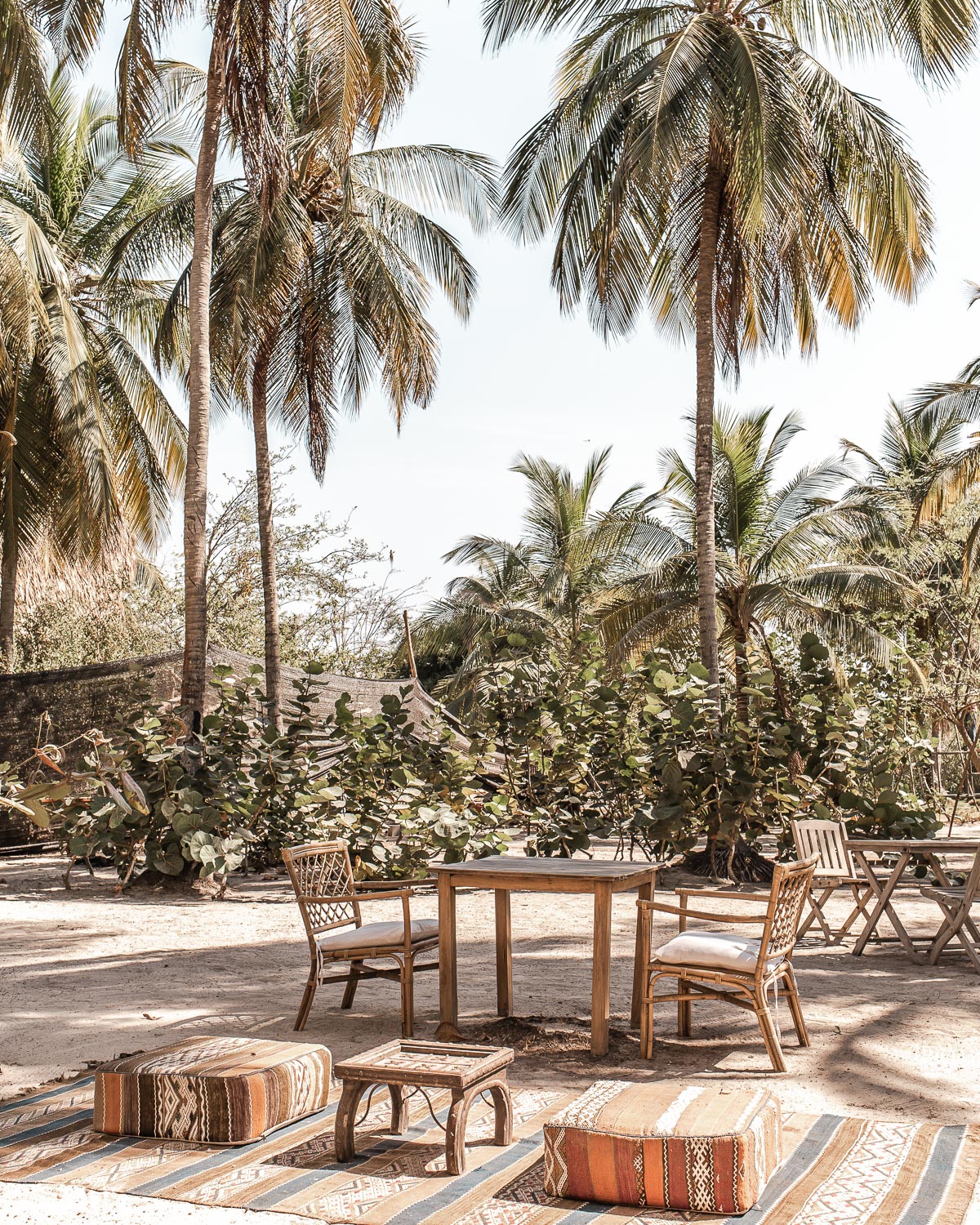 Bohemian furniture and decor featured at Eteka Beach Cartagena hotel