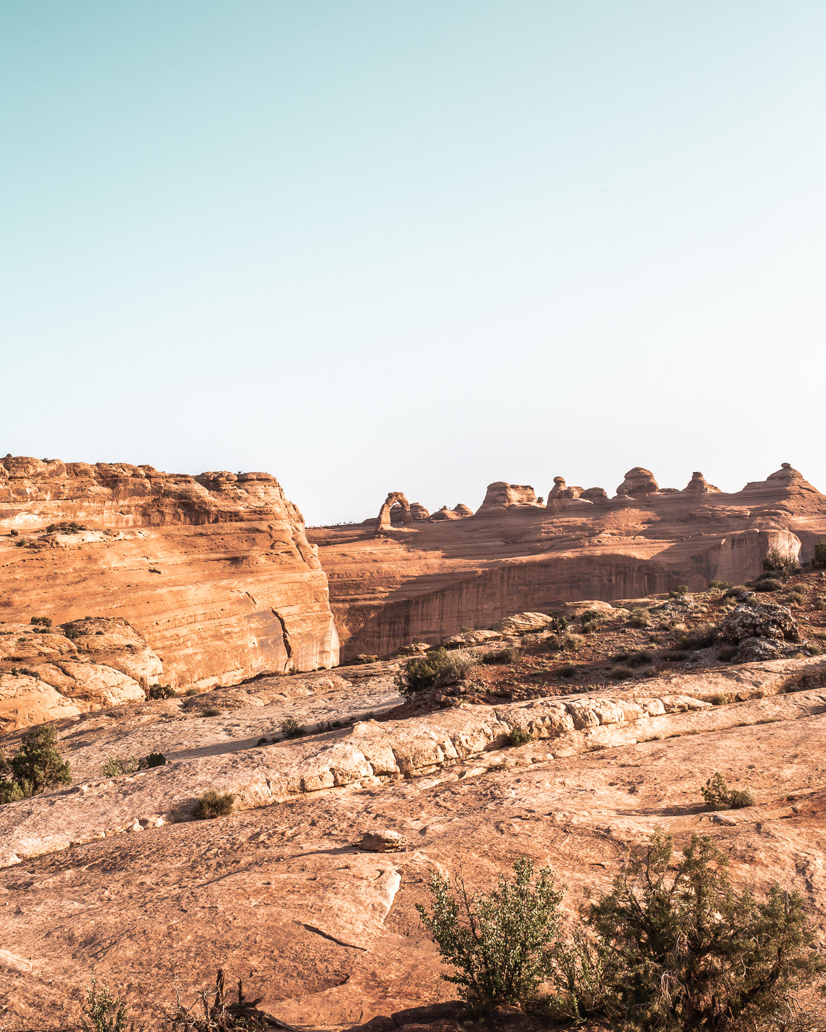 View of Delicate Arch from a distance - known for being the best hike in Arches National Park.