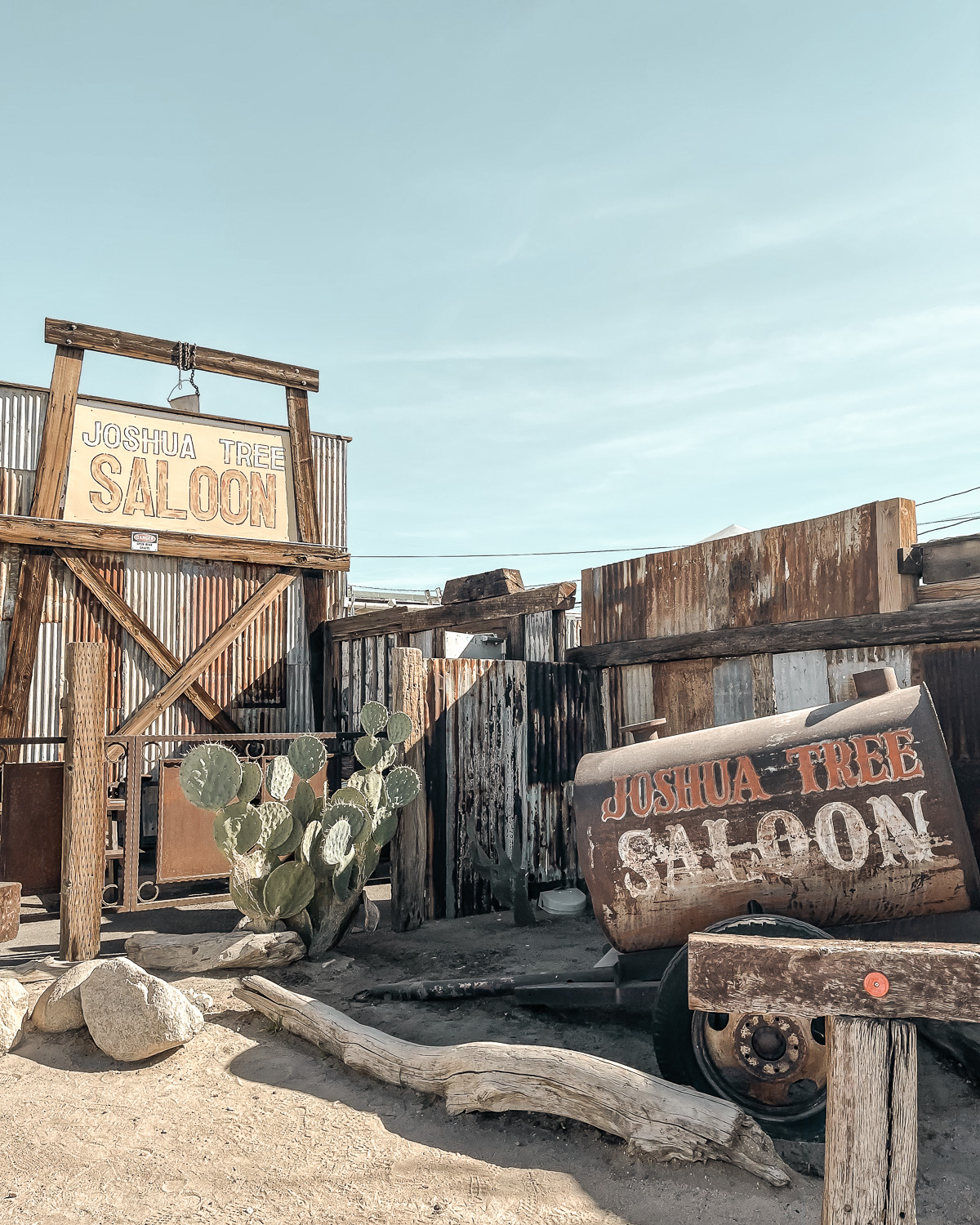 Joshua Tree Saloon sign and decor located outside of the restaurant - Right outside the Western entrance to Joshua Tree National Park in California.