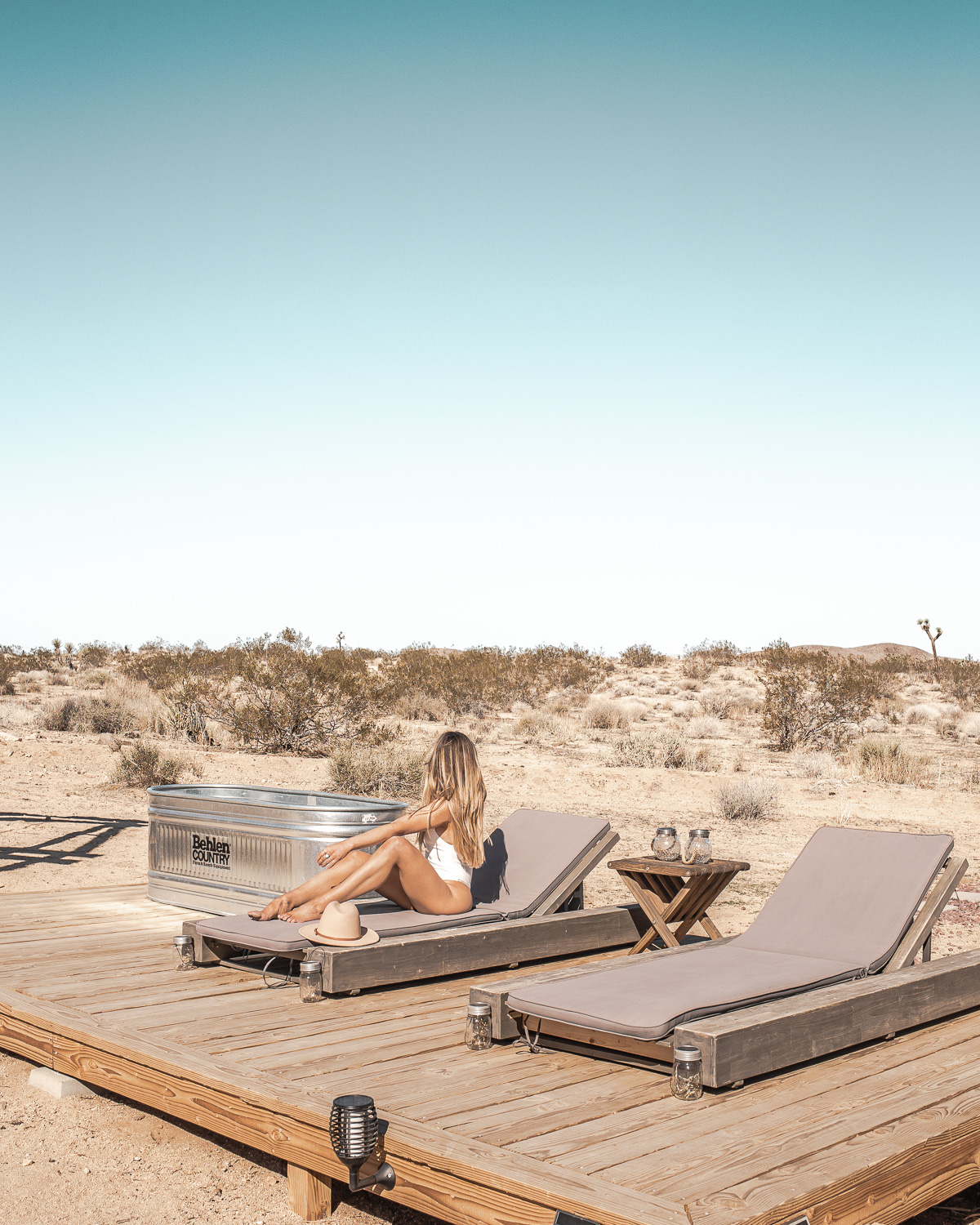 Glamp site features of this Joshua Tree Airbnb in California.